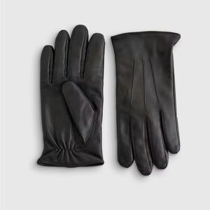 Quince Men's Black Leather Gloves cashmere lined, NWT